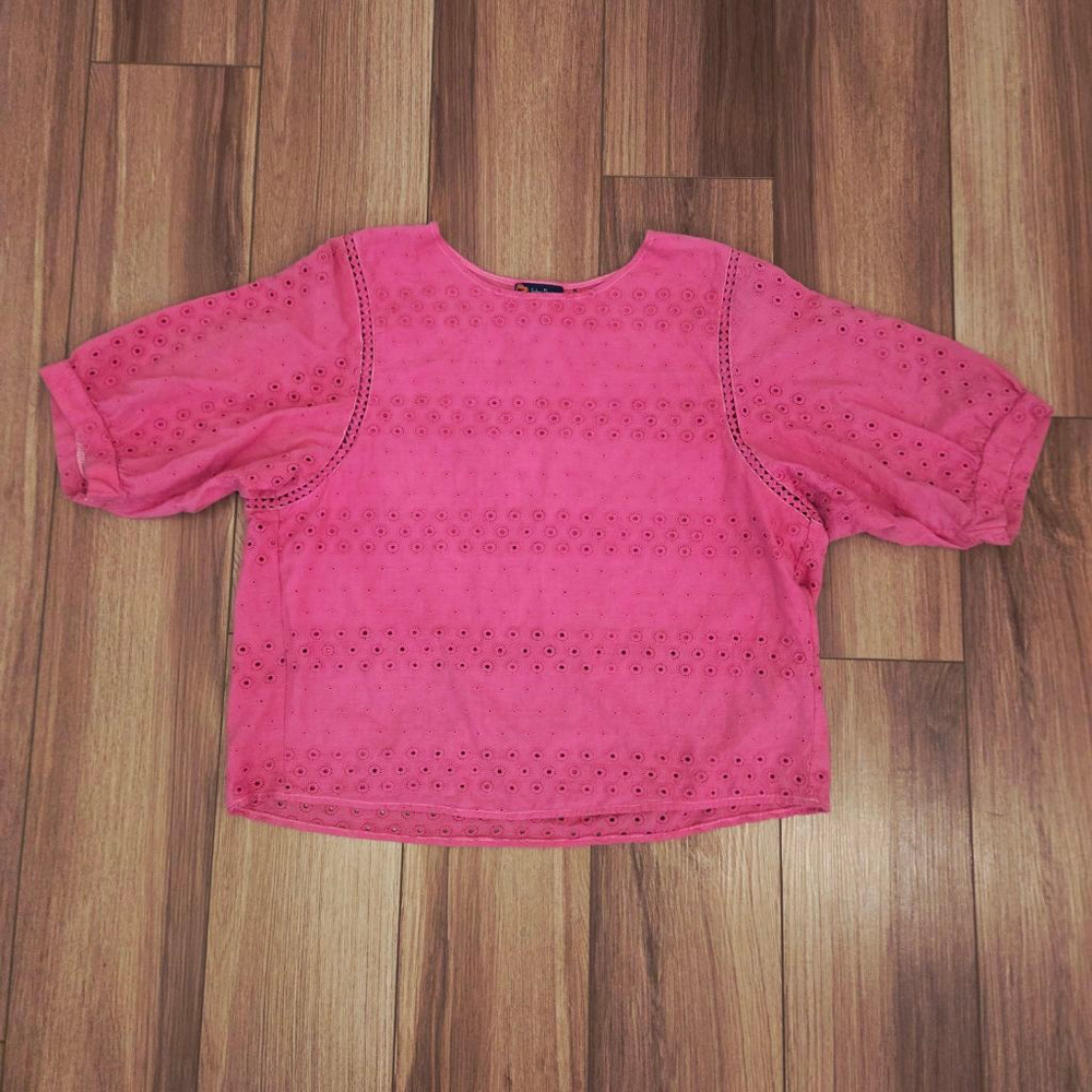Indigo Poppy women's Cotton Eyelet Blouse size XL